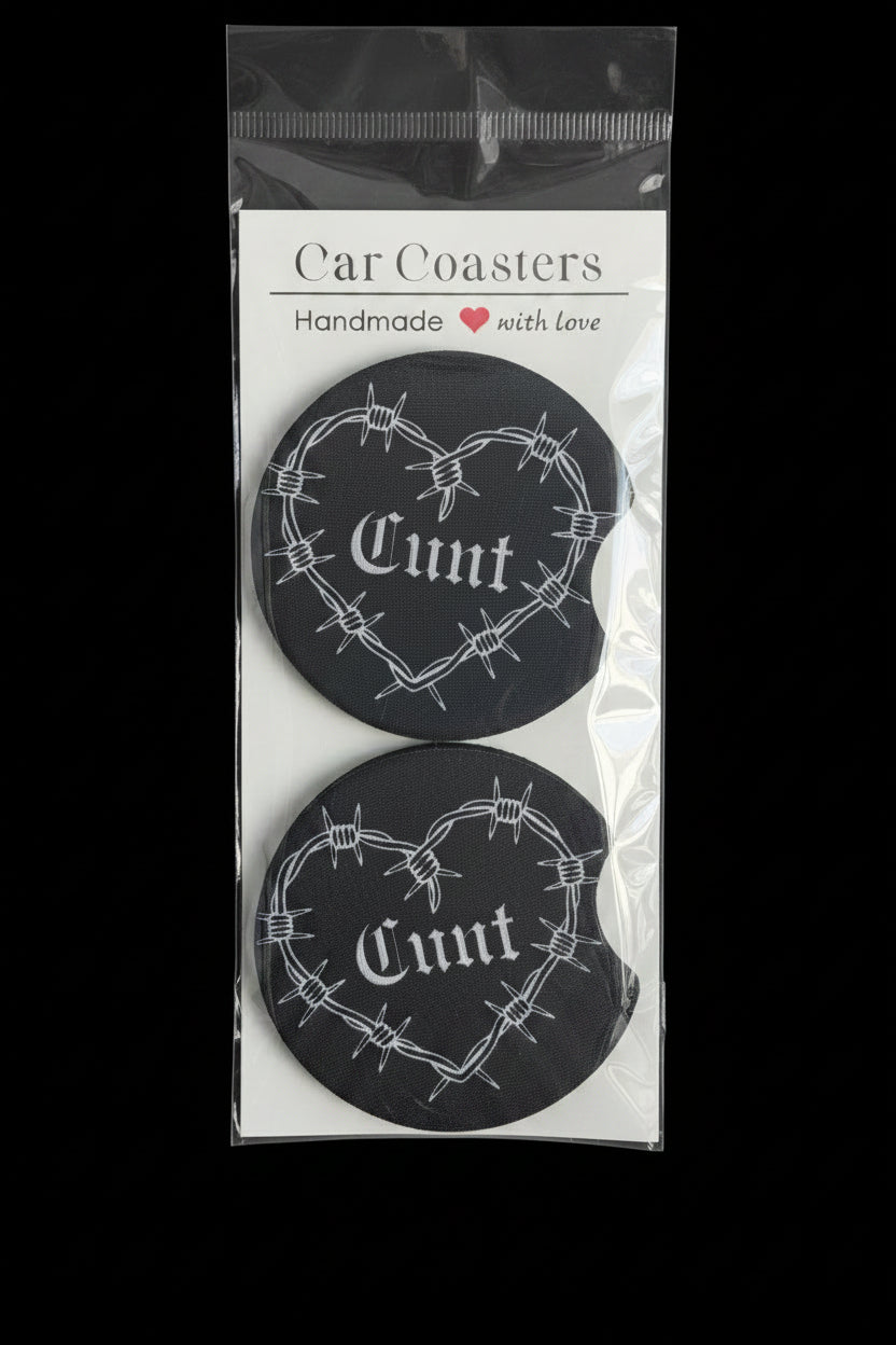 Alternative sweary car coasters